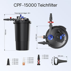 Set per laghetti XXL Filtro a pressione 30000l Chiarificatore UVC 11W Pompa 70 W