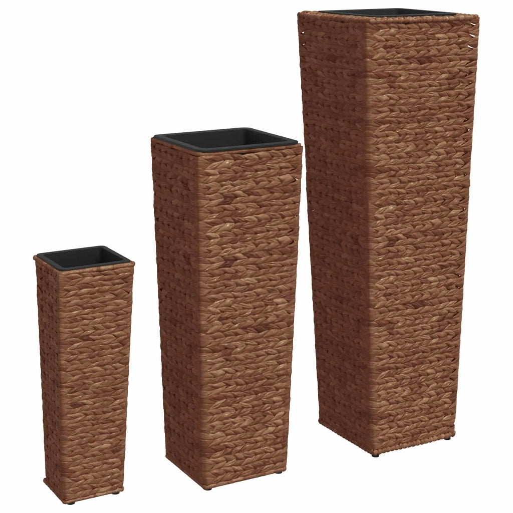 Letti Rialzati 3 pz in Giacinto Intrecciato Marrone Scuro 45569