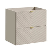 Mobile sottolavabo AOKI – 2 cassetti – Finitura beige cachemire a motivi chevron e maniglie dorate – L60 × P39 × H57 cm – Da appendere