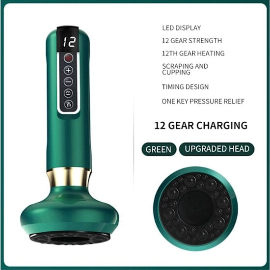 Massaggio Anti-Cellulite - 12 Livelli Regolabili - Con Funzione di Riscaldamento - Caricabile via USB-C - Per Addome/Gambe/Bacino - Verde