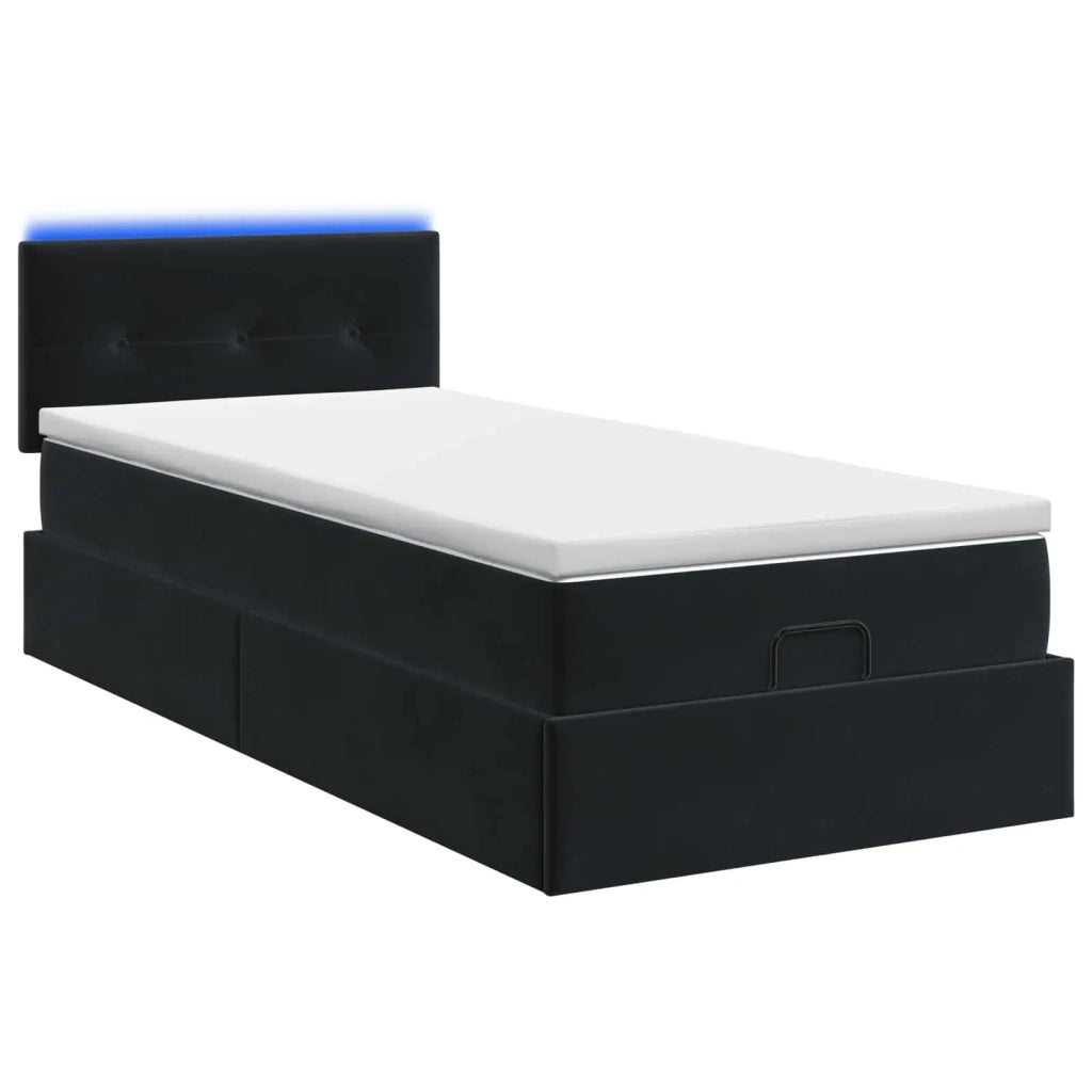 Letto Ottomano con Materasso e LED Nero 100 x 200 cm Velluto 3457121
