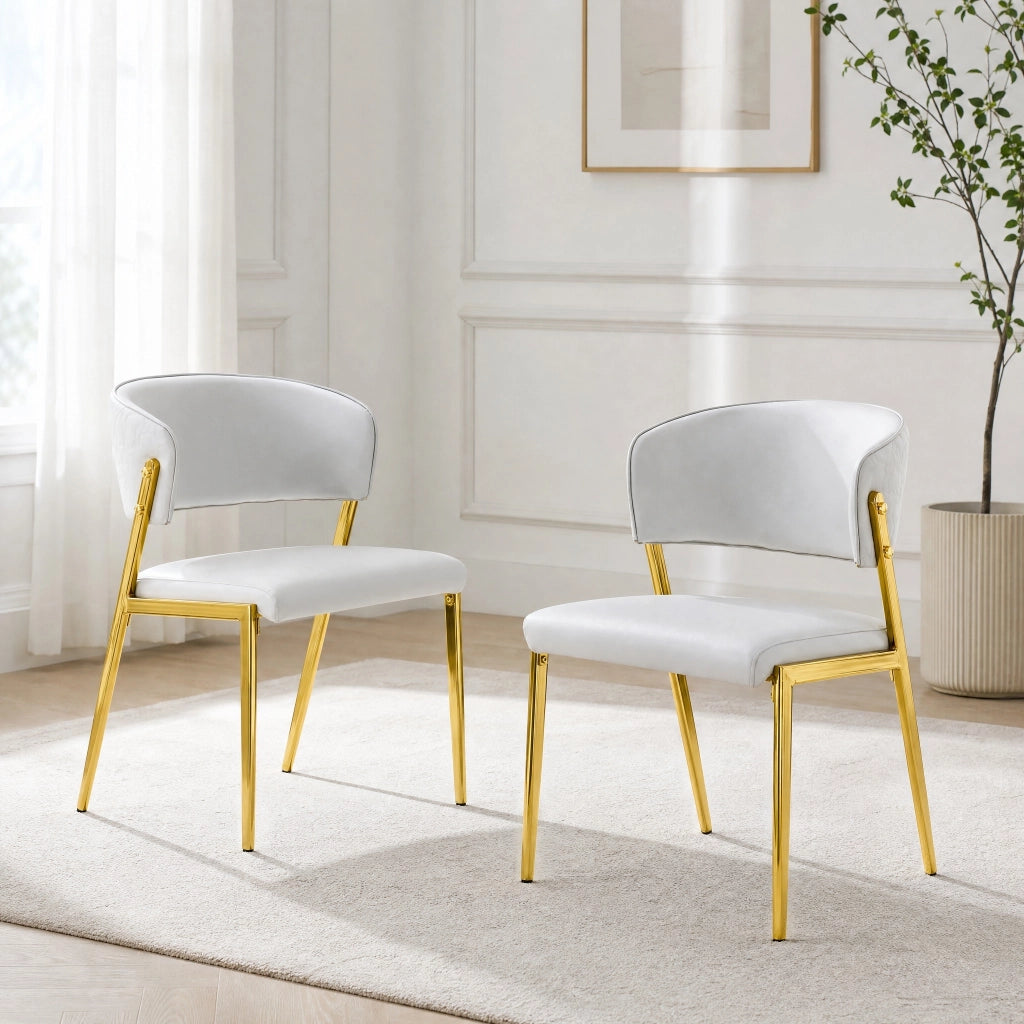 Set di 2 sedie da cucina in PU con schienale curvo grigio chiaro