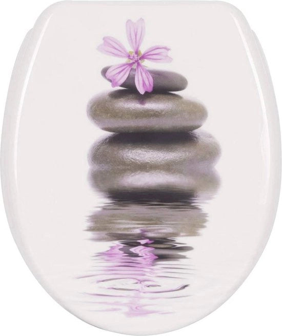 Bracciale Antimicrobico per il Water con Softclose & Print - Bracciali per il Water, Occhiali per il WC, Occhiali per il Bagno - Argento Pietra - 44.5 x 37.1 cm