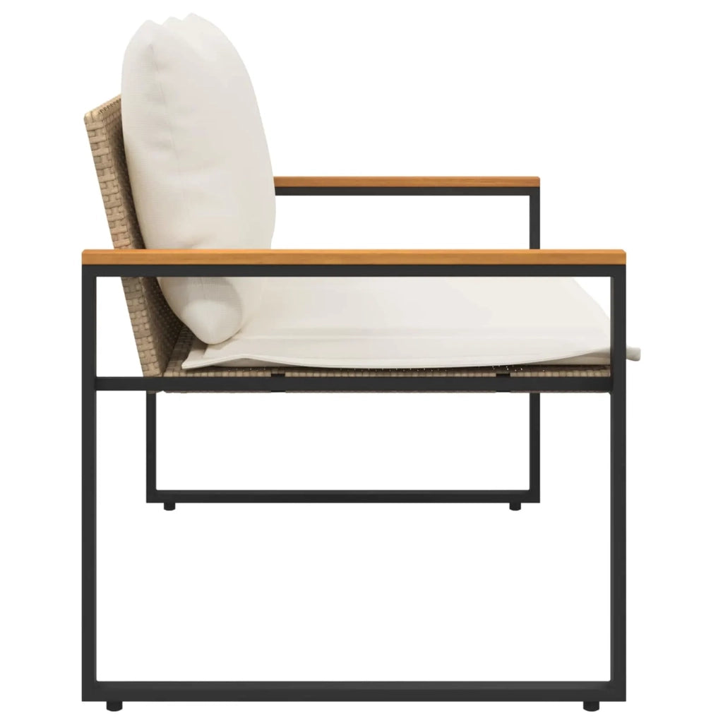panchina Beige e Bianco Crema 115 x 65 x 72 cm Rattan