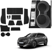 Matten Antislip in Gomma, Compatibili con Peugeot 2008 e-2008 2020-2025, Matten Antislip, Opacchi Antislip, Scatola di Stoccaggio Matta Antislip (Nero)