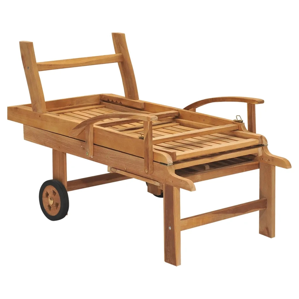 Lettino Prendisole in Legno Massello di Teak 48015