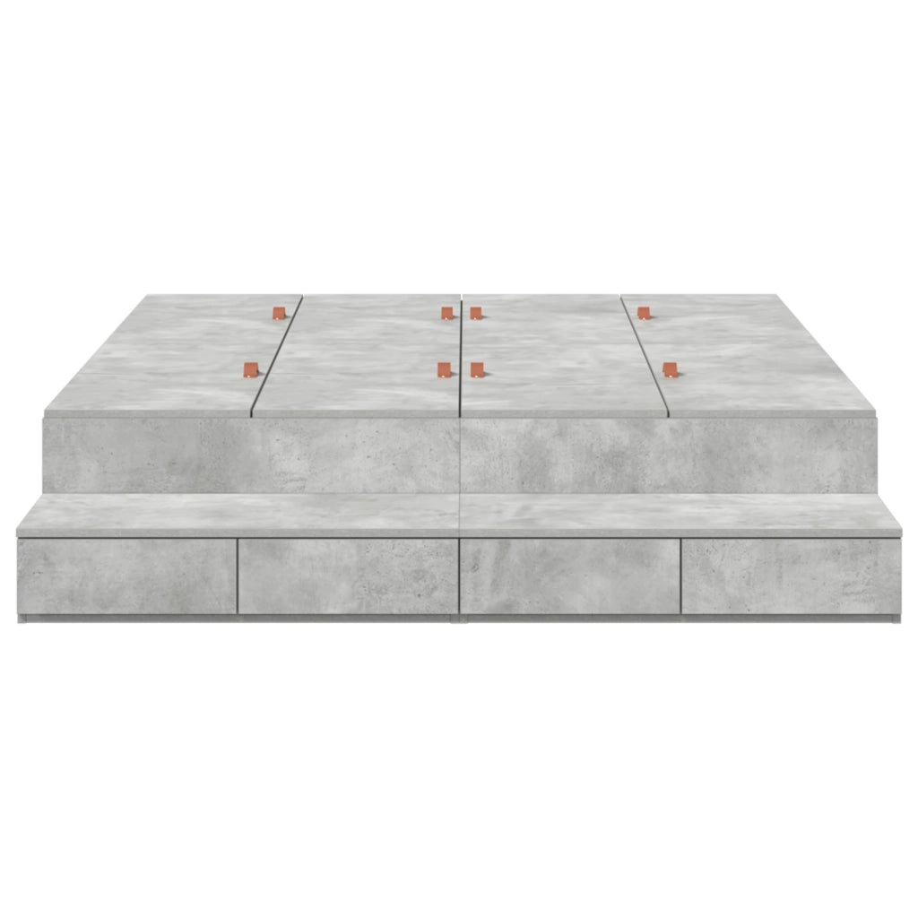 Struttura letto contenitore Grigio cemento 140x190 cm