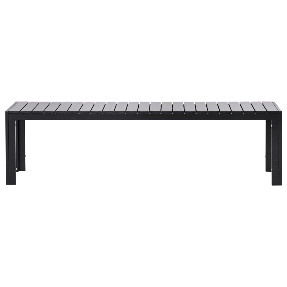 Set da Pranzo da Giardino Tavolo Rettangolare 2 Panche Telaio Alluminio anodizzato nero esterno terrazzo
