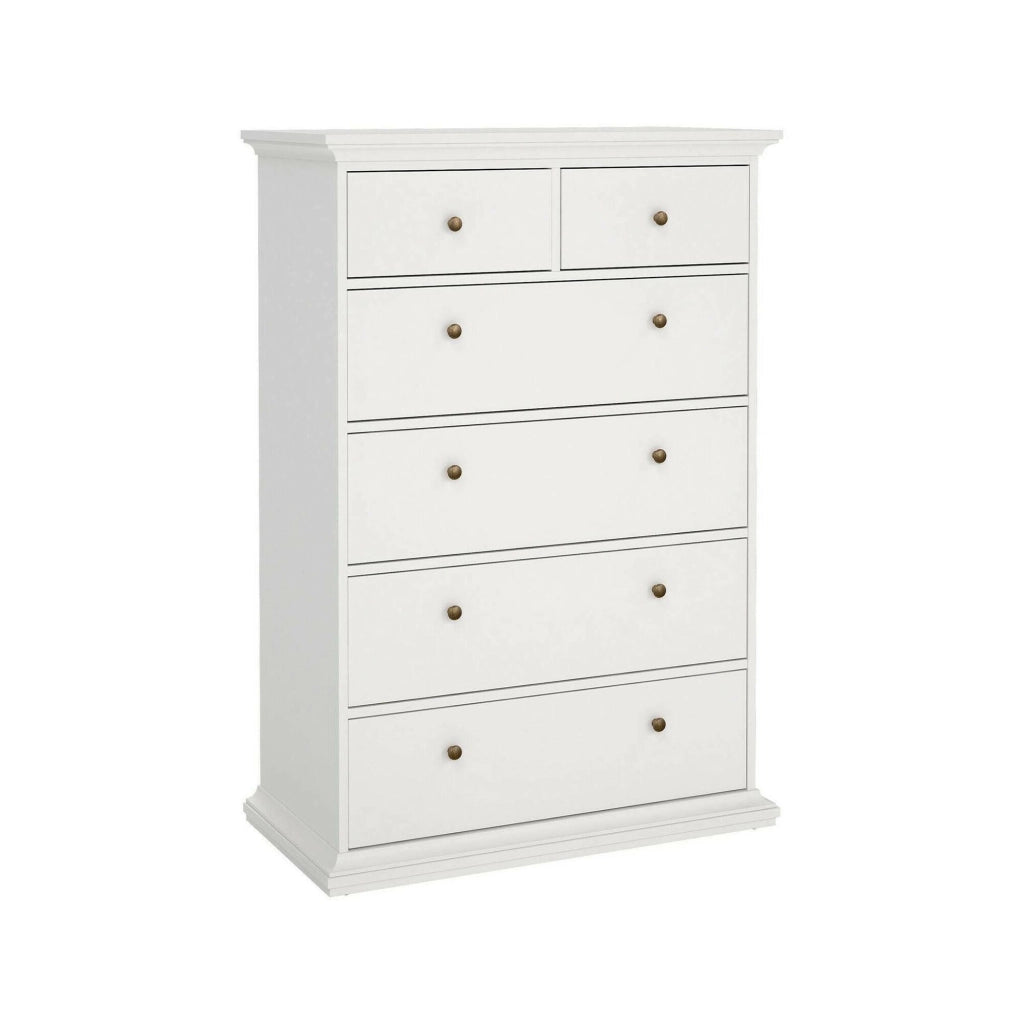 Cassettiera Gaetana, Settimino multiuso, Comò camera da letto, Mobile con cassetti, 96x49 h139 cm, Bianco