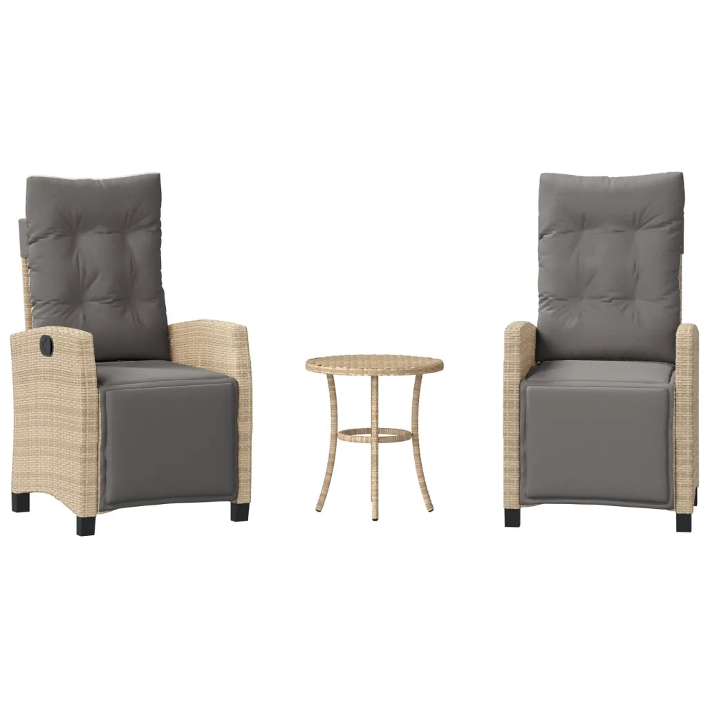 Set da Bistr¨° 3 pz | Set Salotto da Giardino con Cuscini Beige Misto in Polyrattan