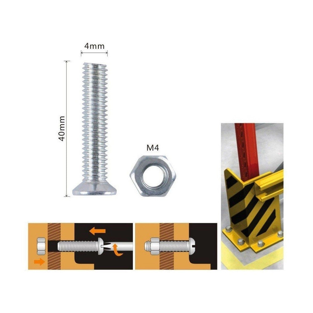 Trade Shop - Set 15 Pezzi Viti Vite Testa A Croce Piatta 4x40 Mm Con Dado Esagonale M4 90937 -