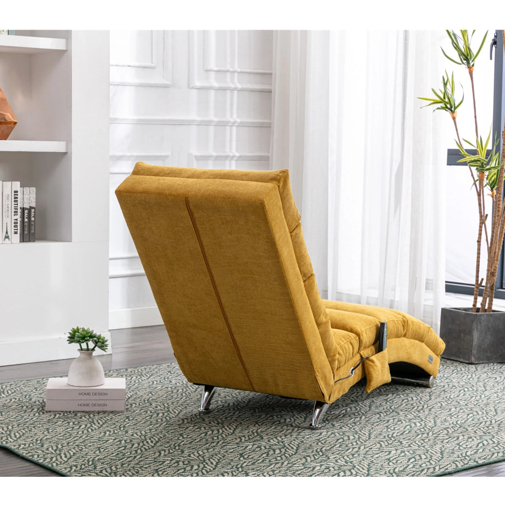 POLTRONA Relax massaggiante 55x148x84 cm in lino giallo senape