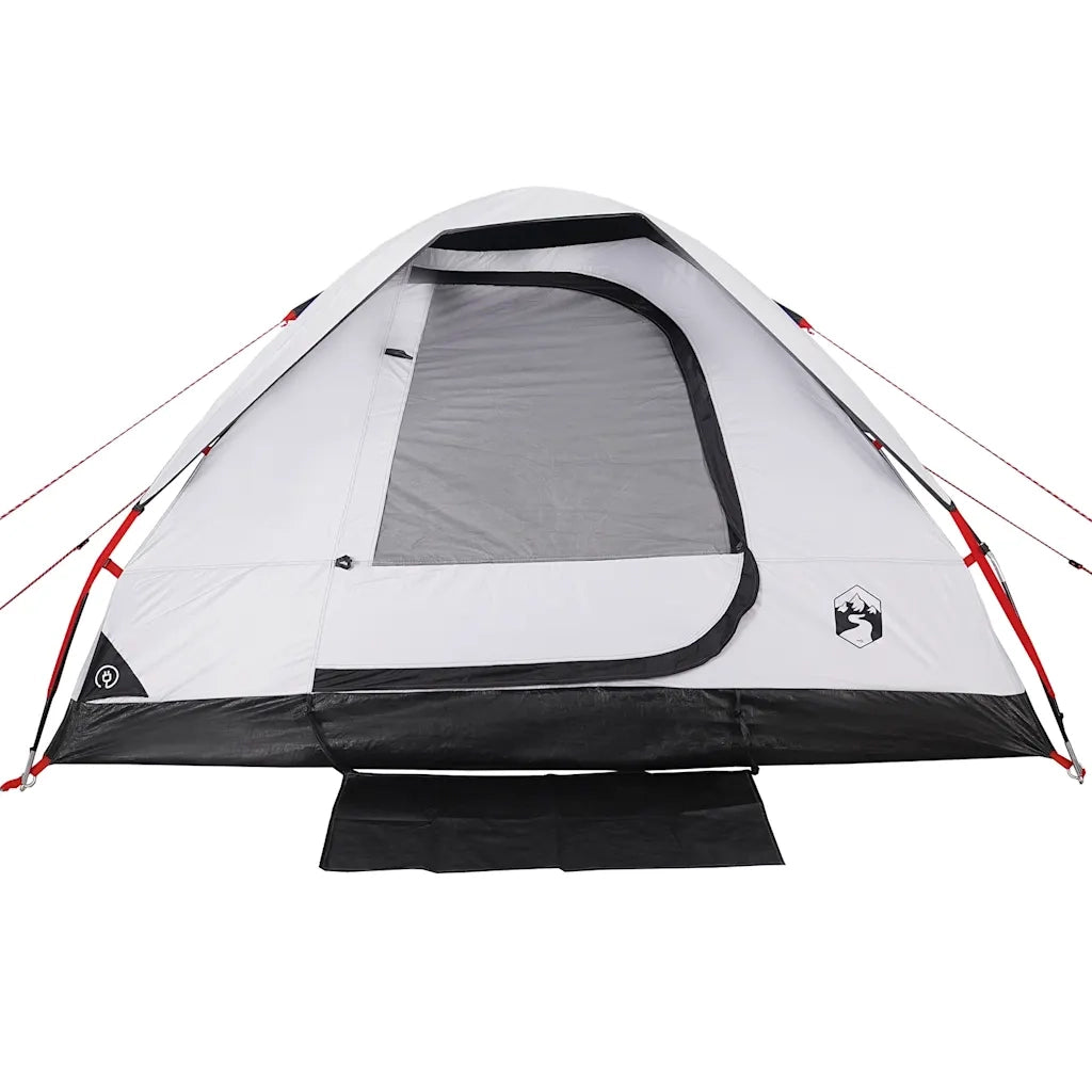 Tenda Campeggio a Cupola 4 Persone-Tenda per Escursionismo Bianca Tessuto Impermeabile 796253