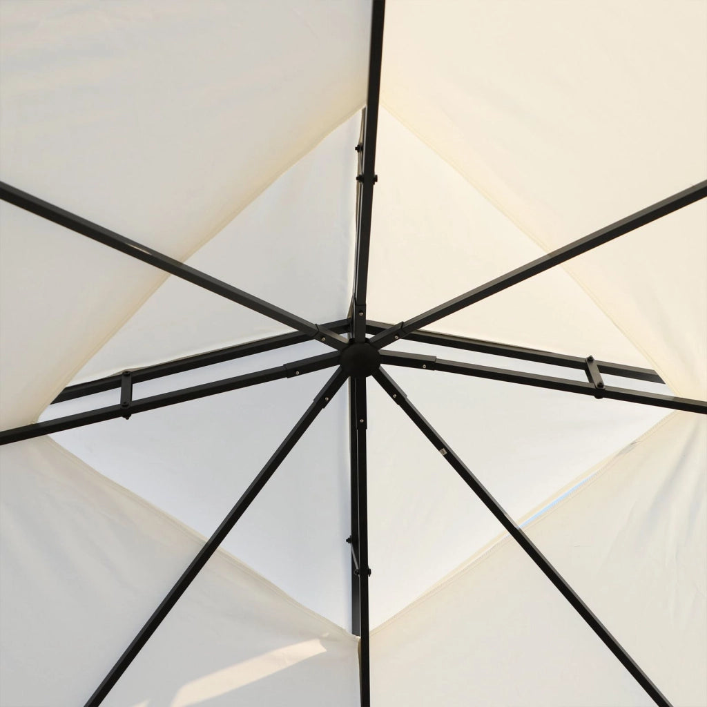EasyComfort Gazebo da Giardino 3x3m con Zanzariera, Telaio in Acciaio e Doppio Tettuccio, Bianco