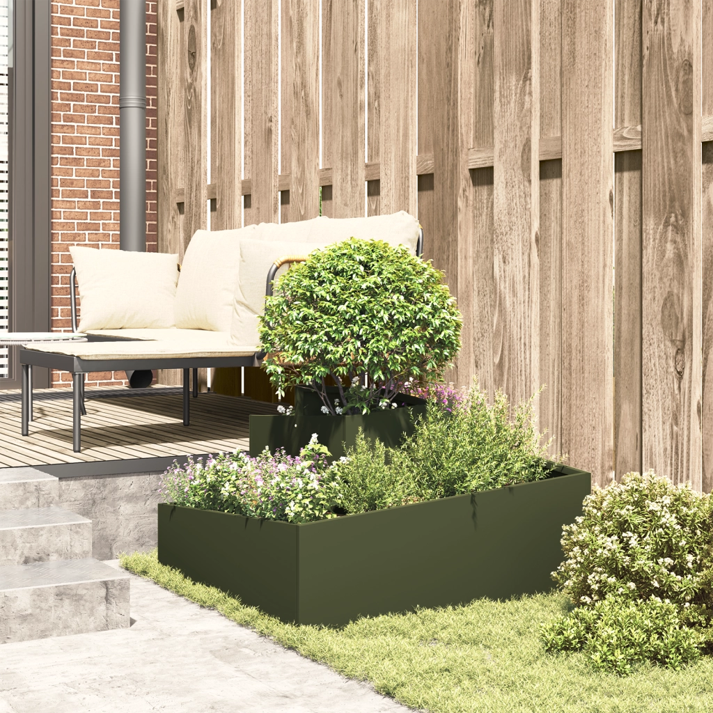 Fioriera Verde Oliva 80x80x50 cm in Acciaio laminato a freddo