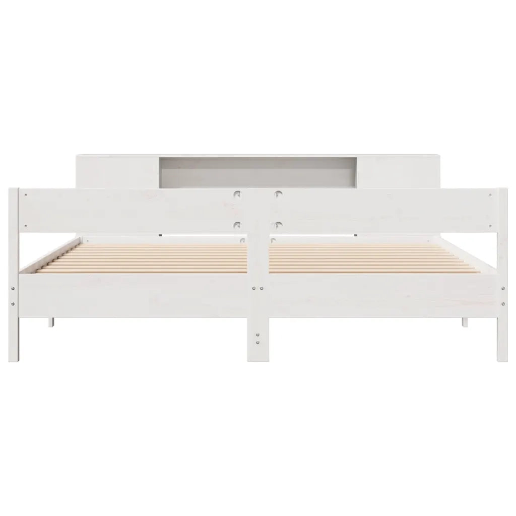 Letto Libreria senza Materasso Bianco 200x200 cm Legno di Pino