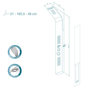 Nilo - Colonna Doccia 165 5Cm Alluminio Colorenero 161 x 53 5 x 21 CM