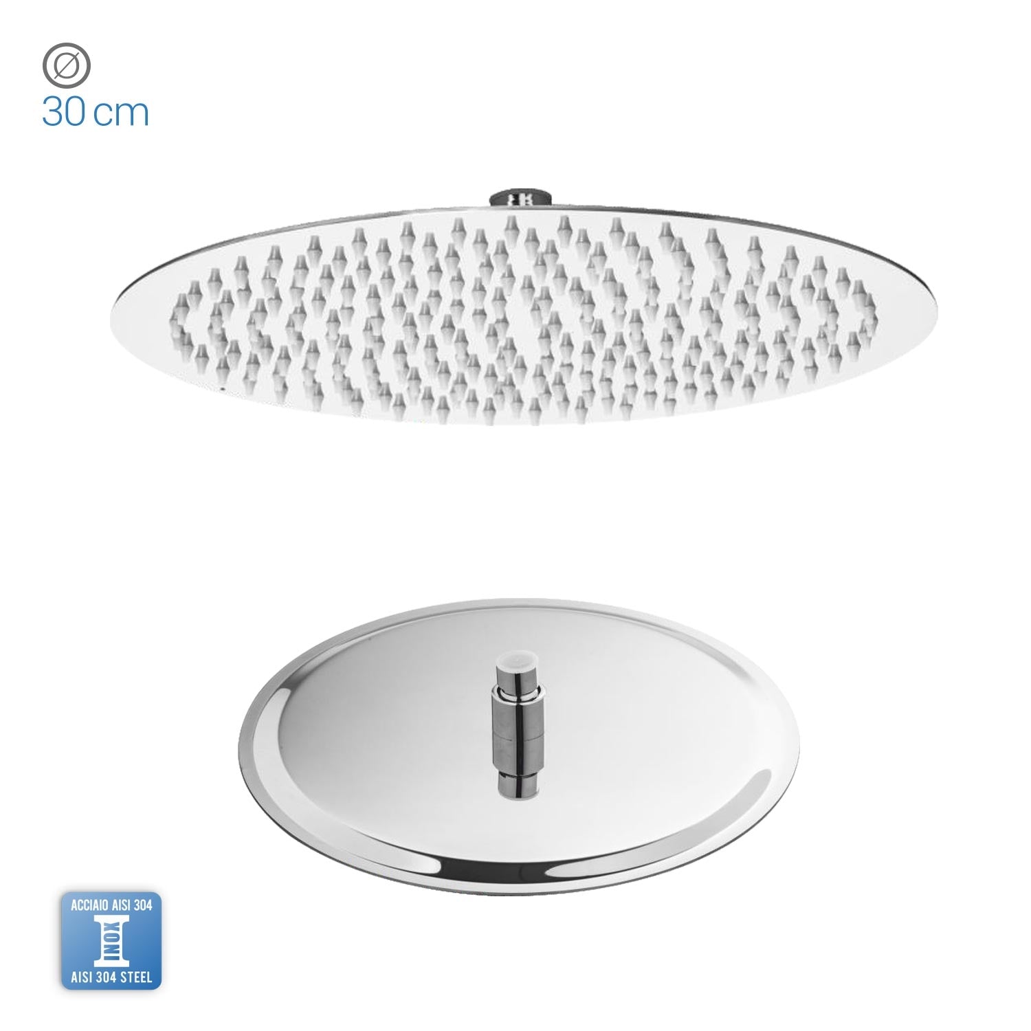 Soffione Doccia Thin Line Tondo in Acciaio Inox Ø 30 cm