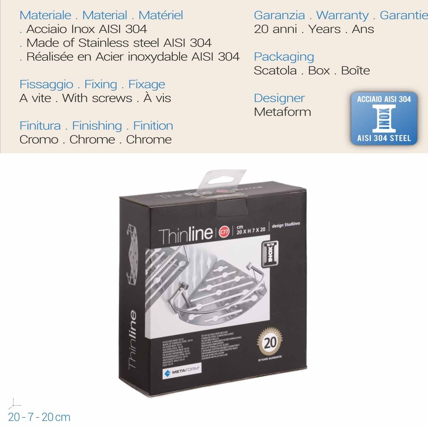 Angolare doccia Acciaio Inox mod. Thin Line