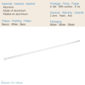 Tubo doccia Estensibile 70-125 Cm Bianco