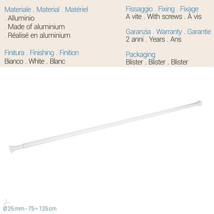 Tubo doccia Estensibile 70-125 Cm Bianco