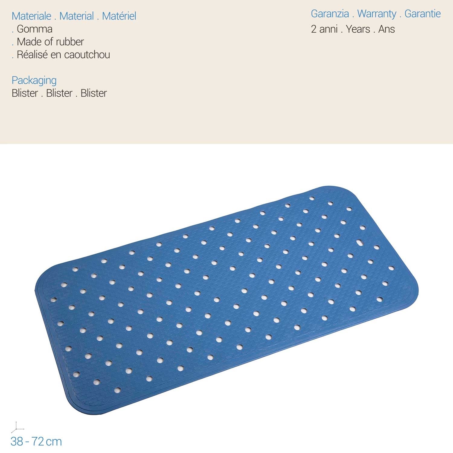 Tappetino doccia azzurro rettangolare mod. Kino