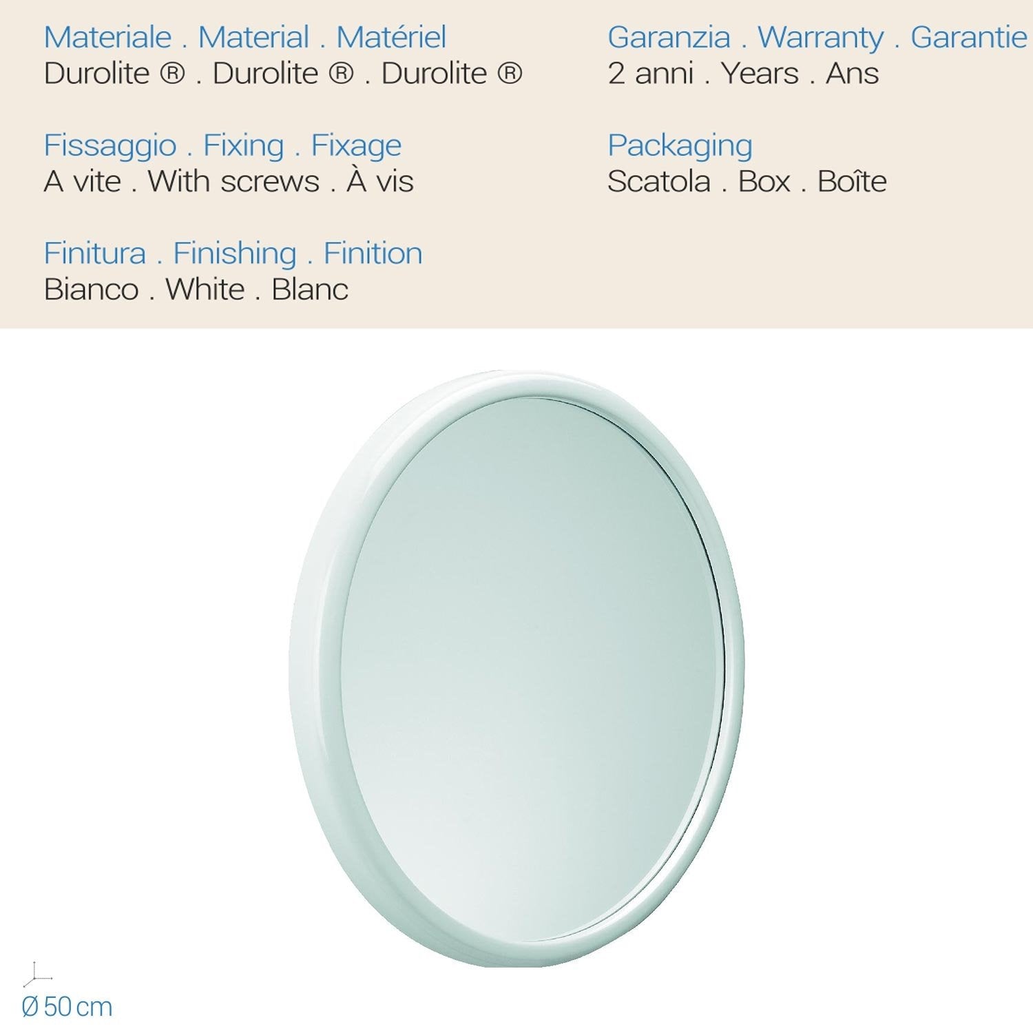 Specchio tondo Ø50 Cm mod. Linea