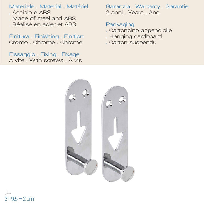 Coppia di appendiabiti cromo mod. Arrow