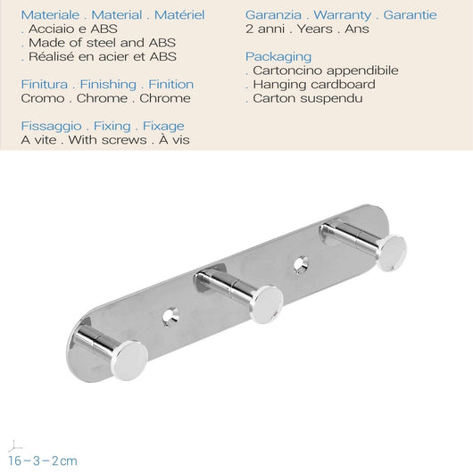 Appendiabiti triplo cromo mod. Arrow