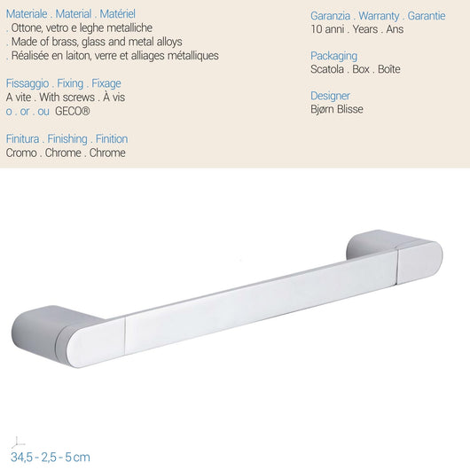 Barra porta asciugamani 30 cm in ottone mod. Mida