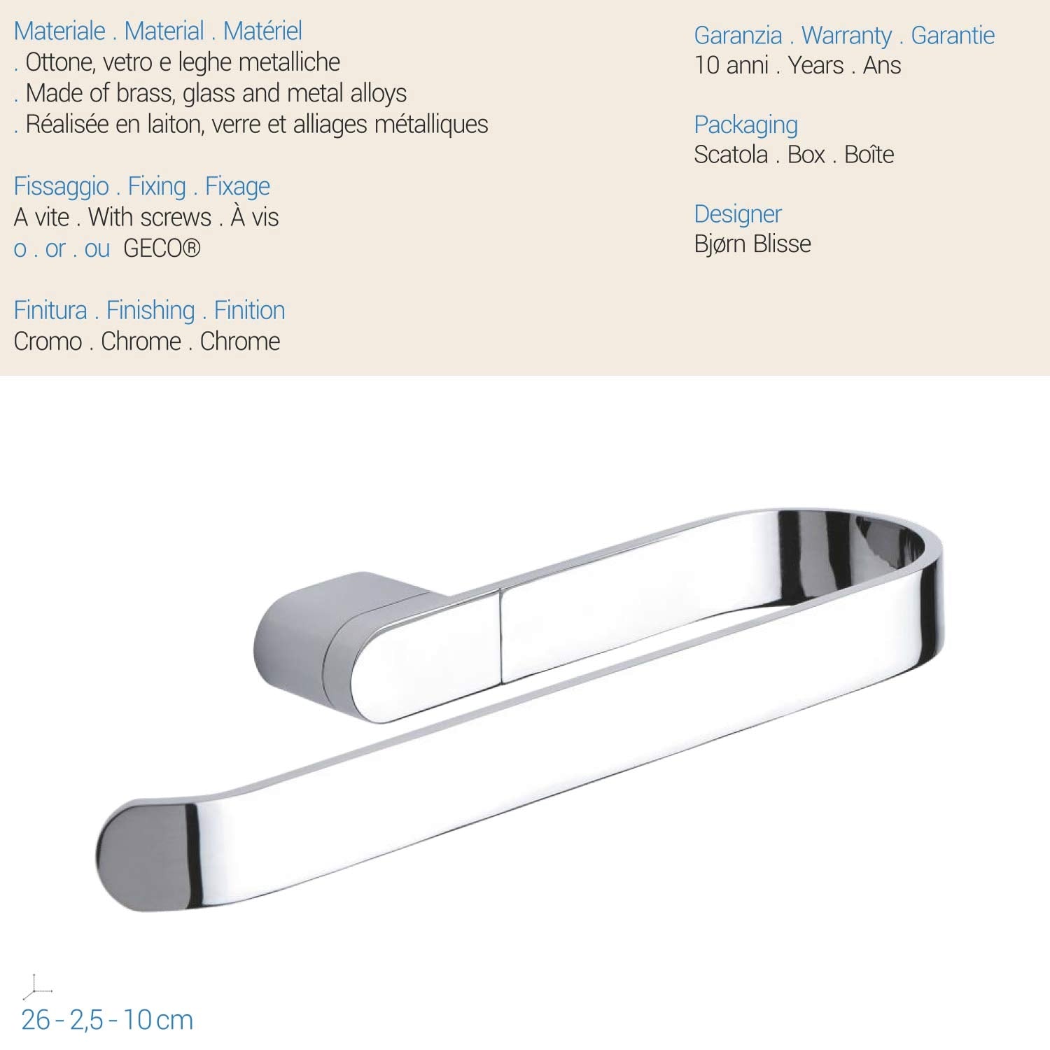 Porta asciugamani in ottone mod. Mida