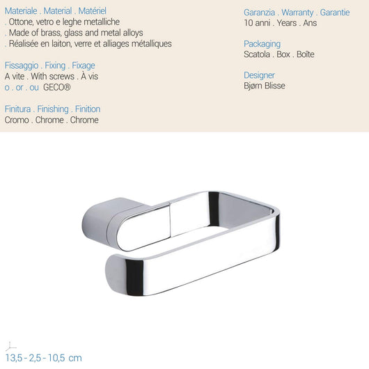 Porta rotolo aperto porta carta igenica a parete in ottone mod. Mida