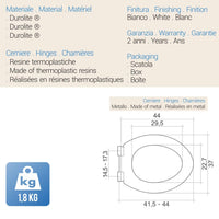 Sedile Wc Copriwater Copriasse Bianco mod. Neu Europa Inox