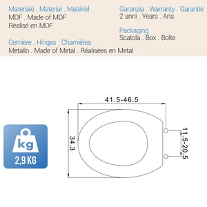 Sedile Wc Copriwater Copriasse Bianco mod. Elisse Fit