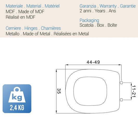 Sedile Wc Copriwater Copriasse Bianco mod. Sintesi 2.0