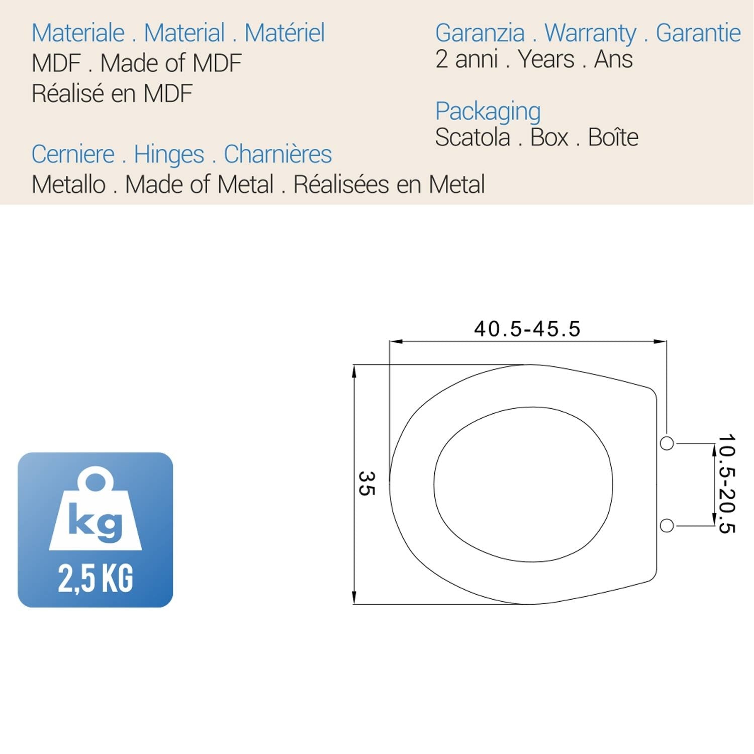 Sedile Wc Copriwater Copriasse Bianco mod. Colibrì