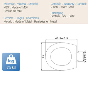Sedile Wc Copriwater Copriasse Bianco mod. Colibrì