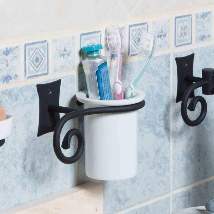 Porta spazzolini in acciaio e ceramica mod. Rebecca