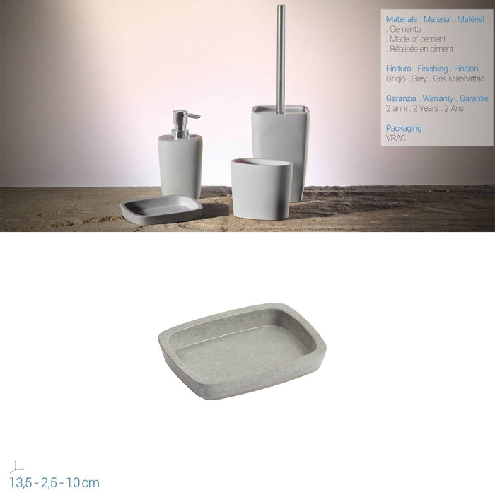 Porta Sapone Da Appoggio col. grigio in cemento mod. Horus