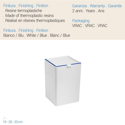 Gettacarta 8 5L Bianco E blu in resina termoplastica mod. Keope