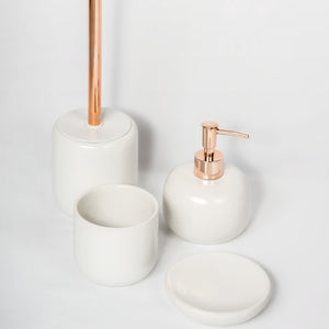 Porta Scopino da Appoggio Bianco Perla in Ceramica Mod. Clizia