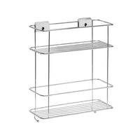 Cestello Doccia Doppio Rettangolare a filo Cromo in Acciaio Cromato e ABS Mod. Grip