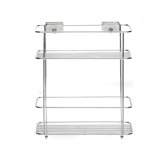 Cestello Doccia Doppio Rettangolare a filo Cromo in Acciaio Cromato e ABS Mod. Grip