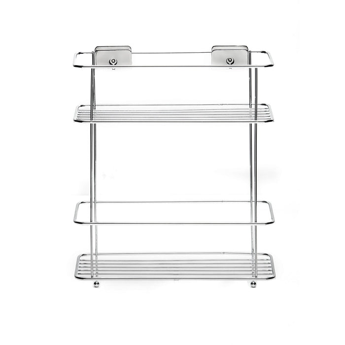 Cestello Doccia Doppio Rettangolare a filo Cromo in Acciaio Cromato e ABS Mod. Grip