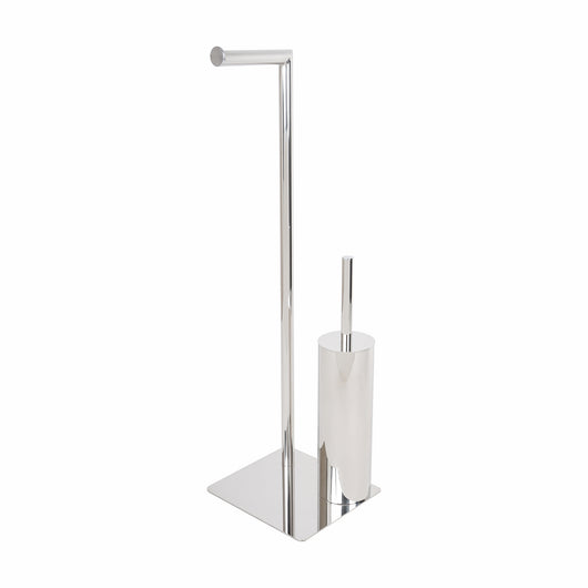 Piantana WC Porta Rotolo e Porta Scopino Lucido in Acciaio Inox Aisi 304 Mod. Poseidon