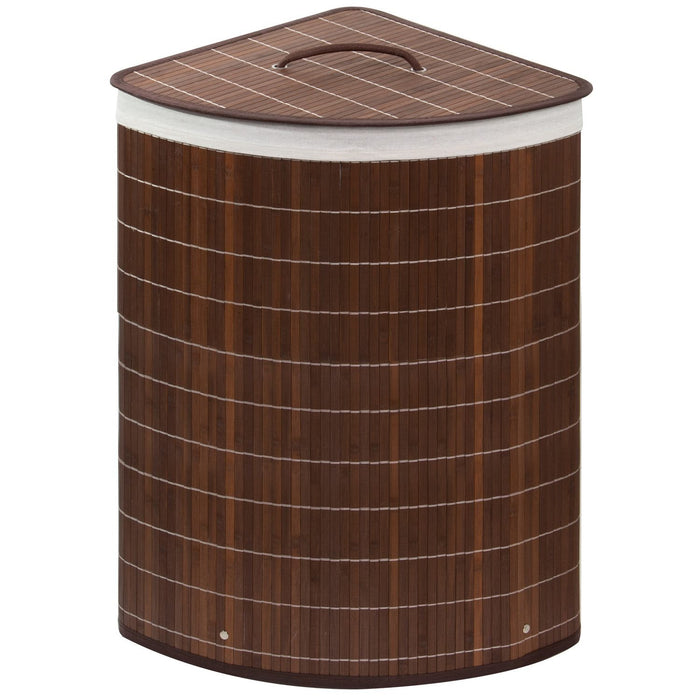 Cesta Portabiancheria angolare Marrone in Bambù e cotone Mod. Balù