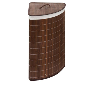 Cesta Portabiancheria angolare Marrone in Bambù e cotone Mod. Balù
