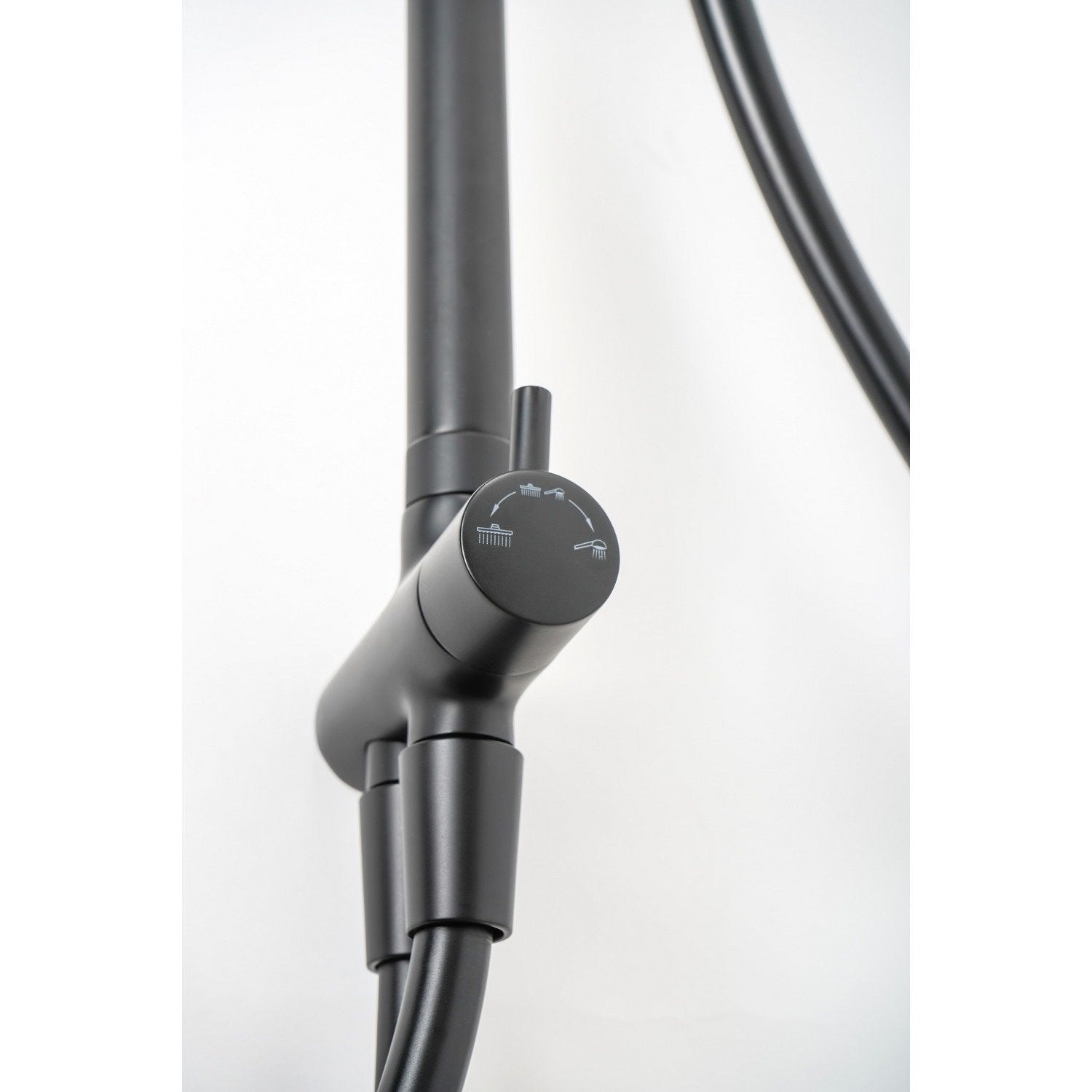 Saliscendi Doccia Tondo Nero Opaco in Acciaio Verniciato Mod. Hades