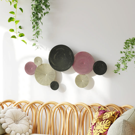 Decorazione Murale 3D 110x7x58 cm Wall Art 8 Dischi in Metallo Multicolore