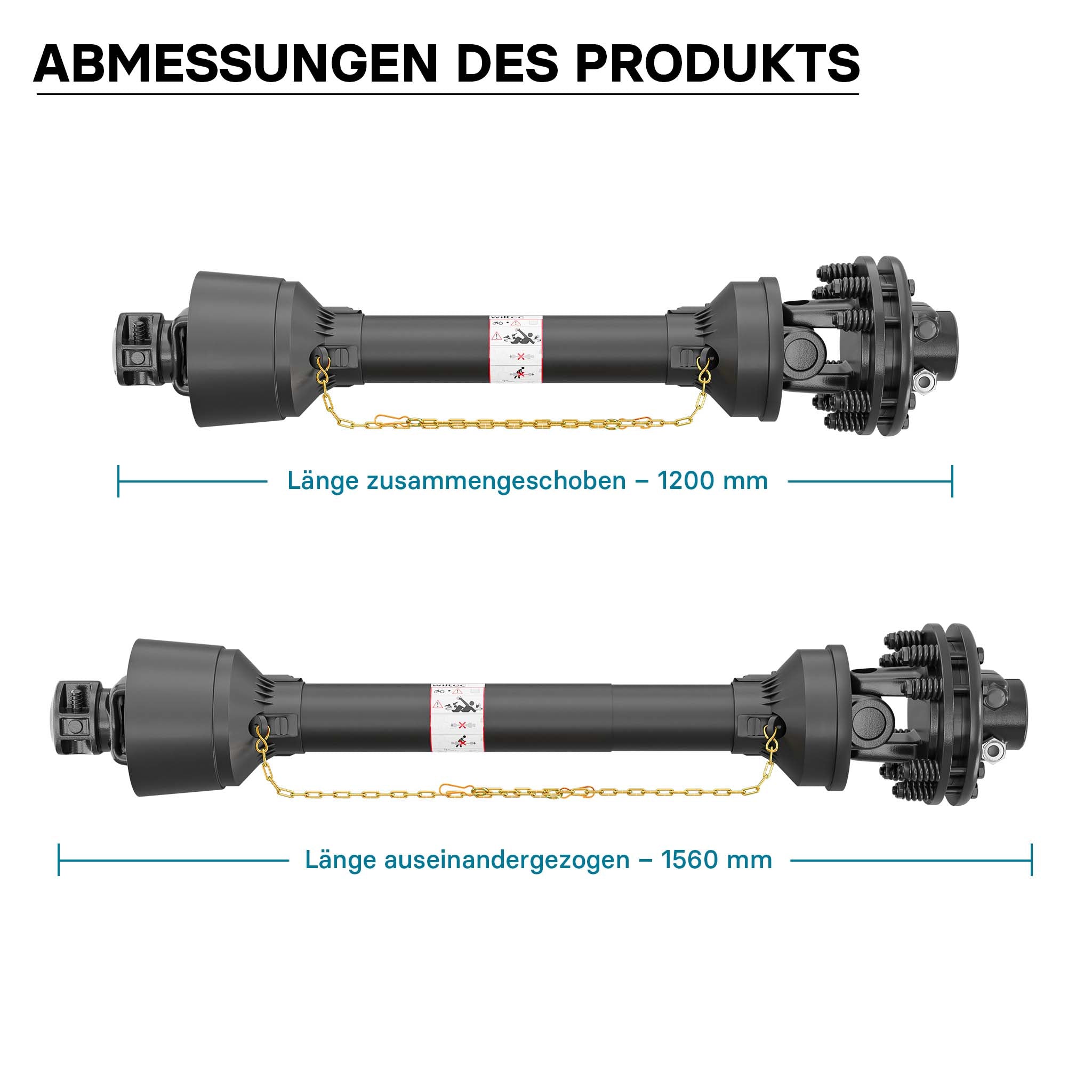 Albero cardanico T6 Giunto cardanico 1200-1320mm 830Nm 540rpm Cardano 74kW 100CV 1 3/8"Z6 1 3/4" Z20